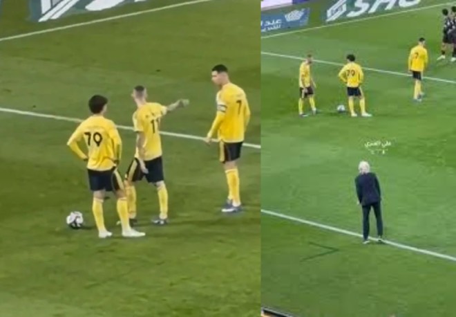 HLV Al Nassr quát lớn ngăn Ronaldo sút phạt